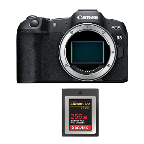 Canon EOS R8 Body+Carte SanDisk 256 Go Extreme Pro CF CFexpress Type B