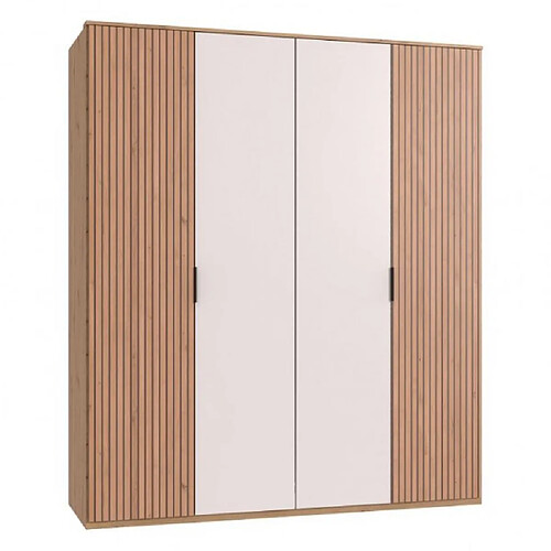 Inside 75 Armoire chêne artisan BLEND 2 portes blanc 2 portes aspect clayettes