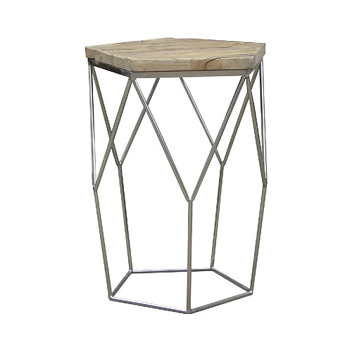 Table d'Appoint Parümm Gype 50x50x59 cm en Bois d'Orme Recyclé et Acier