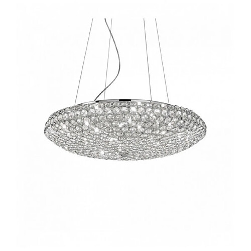 Ideal Lux Suspension Chromée en cristal KING 12 ampoules