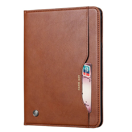 Wewoo Housse Coque Étui en cuir à rabat horizontal Texture de peau pour Galaxy Tab A 10.1 2019 T515 / T510avec cadre photo et supportporte-cartes et porte-cartes Marron