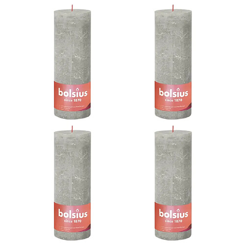 Bolsius Bougies pilier rustiques Shine 4 pcs 190x68 mm Gris sableux