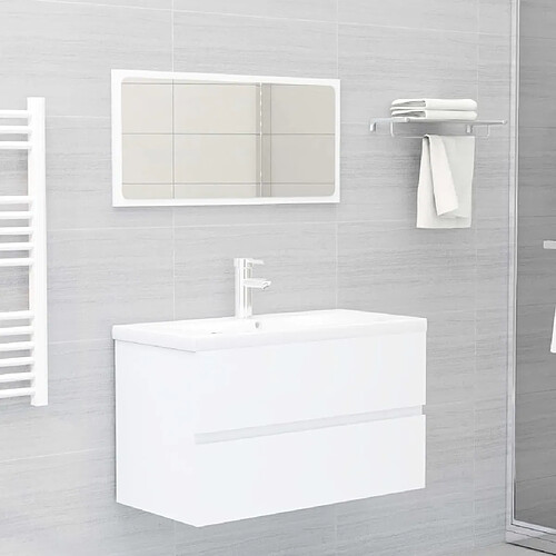 vidaXL Meubles de salle de bain blanc bois d'ingénierie