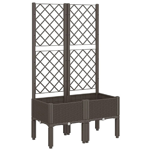 Maison Chic Jardinière,Bac à fleurs avec treillis - pot de fleur marron 80x40x142 cm PP -GKD93869