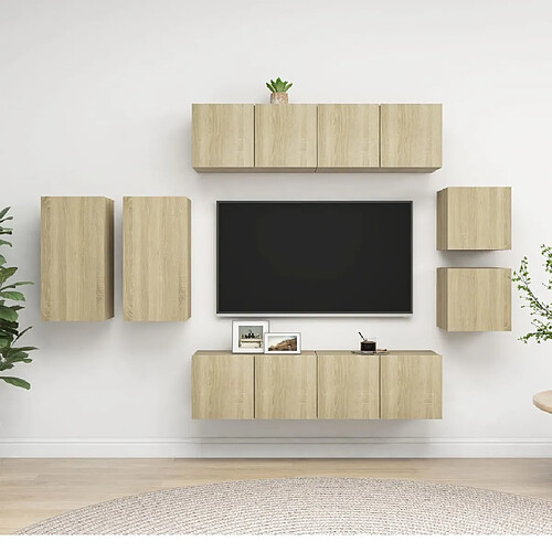 vidaXL Ensemble de meubles TV 8 pcs Chêne sonoma Bois d'ingénierie