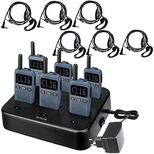 Retevis 6 talkie walkie professionnels longue distance 16 Canaux noir