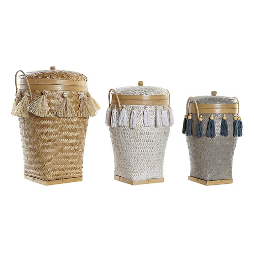 Set de basket DKD Home Decor Bambou Frange (39 x 39 x 55 cm)