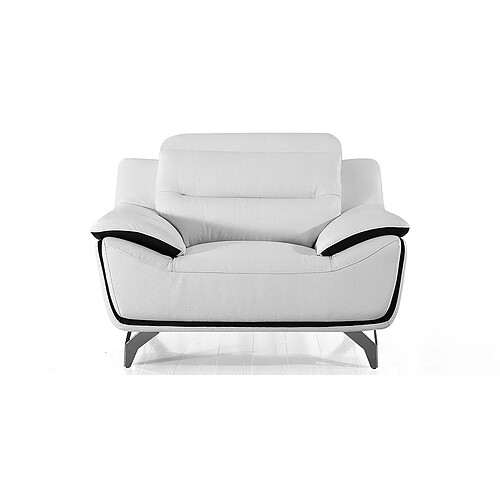 La Maison Du Canapé Fauteuil cuir Design JUDE Blanc