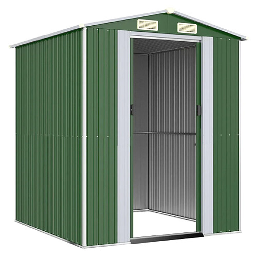 Helloshop26 Abri de jardin cabane cabanon maison de stockage remise extérieur hangar outils robuste 192 x 191 x 223 cm acier galvanisé vert 02_0022361