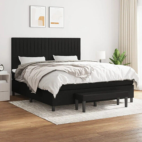 Maison Chic Lit Adulte - Lit simple Lit à sommier tapissier avec matelas moelleux - Meuble de Chambre - Noir 180x200 cm Tissu -MN61451