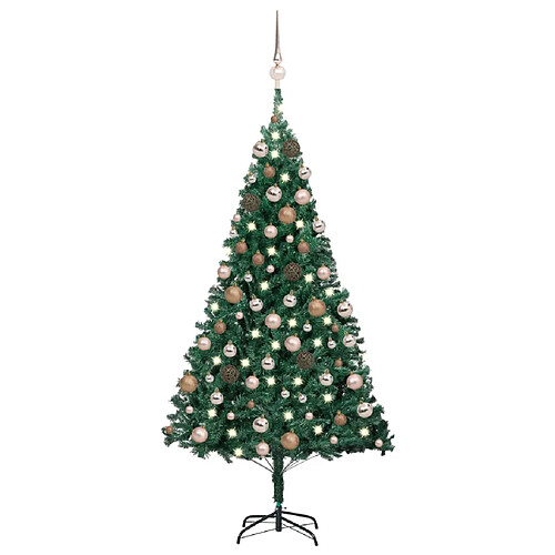 vidaXL Arbre de Noël artificiel pré-éclairé et boules vert 150 cm PVC