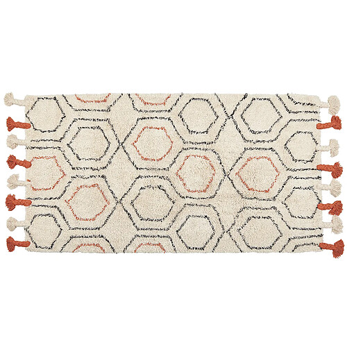 Beliani Tapis en coton beige et orange 80 x 150 cm HAJIPUR