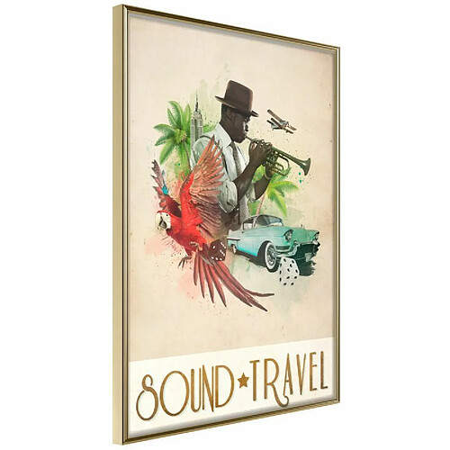 Paris Prix Affiche Murale Encadrée Exotic Travel 40 x 60 cm Or