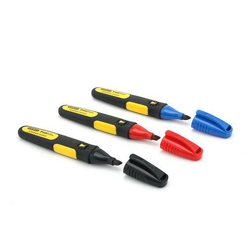 marqueur noir - stanley fatmax - pointe large biseautée - 3 couleurs - stanley 0-47-315