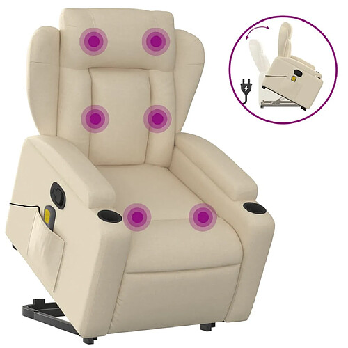 Maison Chic Fauteuil Relax pour salon, Fauteuil inclinable de massage Crème Tissu -GKD95103