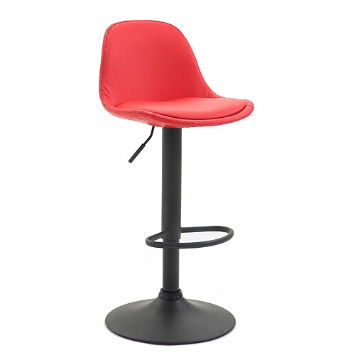 Decoshop26 Tabouret de bar avec repose-pieds design moderne en synthétique rouge pieds en métal noir mat 10_0000852