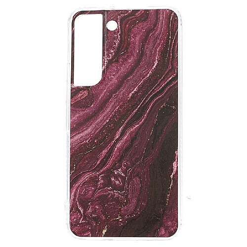 Coque en TPU + acrylique motif marbre scintillant, anti-rayures rouge vin pour votre Samsung Galaxy S22 5G