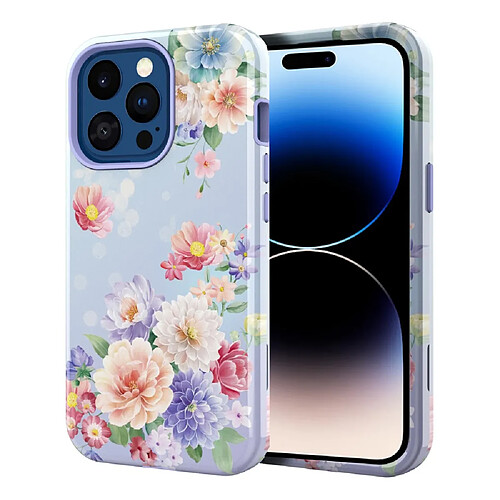 Coque en TPU anti-rayures pour votre iPhone 14 Pro - 10046 motif de fleurs