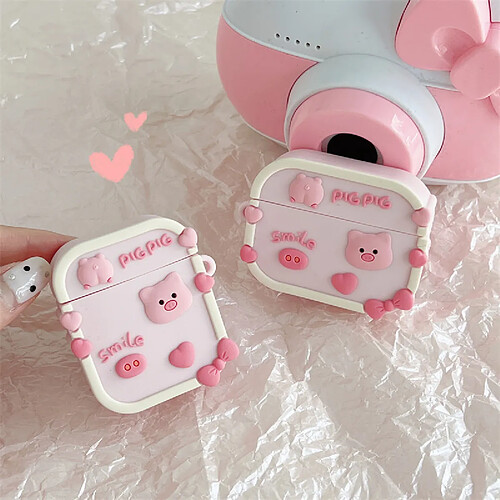 GUPBOO Airpods Coque Housse Étui Protecteur Compatible pour AirPods1/2-jolie fille cochon rose