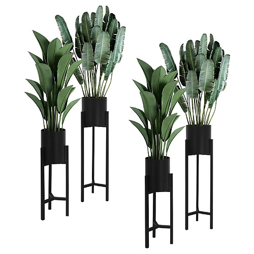 ML DESIGN MODERN LIVING Set de 2 présentoirs à fleurs en métal noir ML-Design