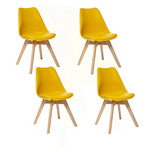 Atmosphera, Createur D'Interieur Lot de 4 Chaises design scandinave Baya - Jaune