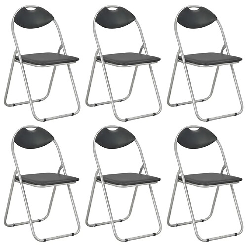 vidaXL Chaises pliantes à manger lot de 6 noir similicuir