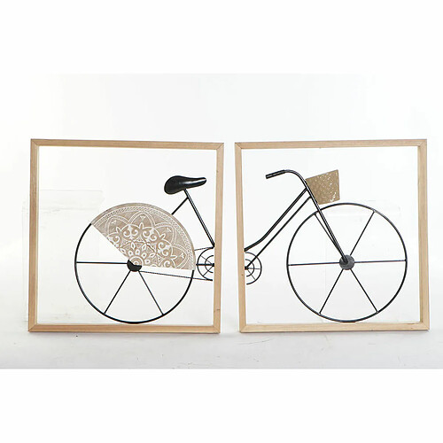 Décoration murale DKD Home Decor Noir Bicyclette Métal Bois MDF (80 x 2.5 x 40 cm) (2 pcs)