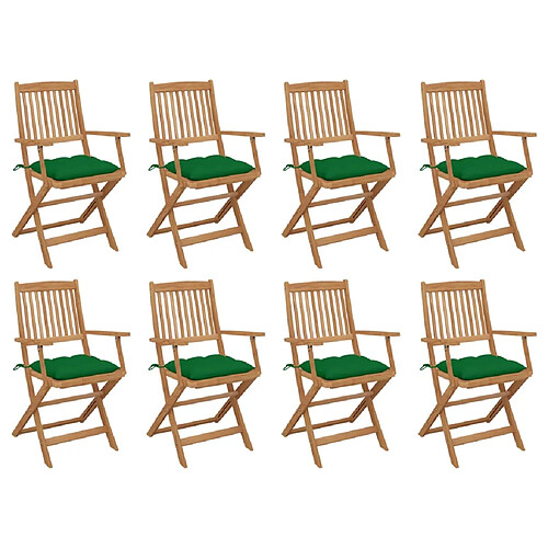 vidaXL Chaises pliables d'extérieur et coussins lot de 8 Bois d'acacia