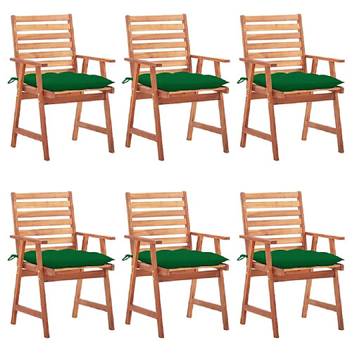 Maison Chic Lot de 6 Chaises à dîner de jardin avec coussins,Fauteuil/Chaises à manger d'extérieur Acacia massif -MN49395