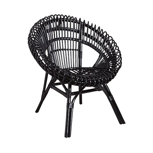 Aubry Gaspard Fauteuil soleil en rotin noir.