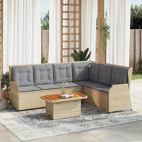 vidaXL Salon de jardin avec coussins 5 pcs beige résine tressée