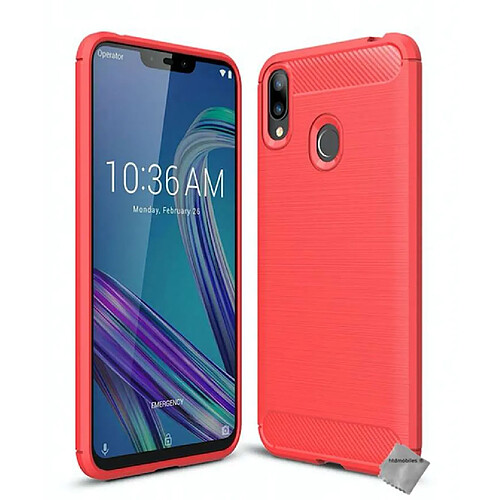 Htdmobiles Coque silicone gel carbone pour Asus Zenfone Max M2 ZB633KL + verre trempe - ROUGE