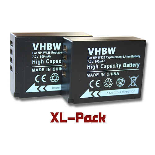 vhbw 2x batterie compatible avec Fuji / Fujifilm X-Pro2 appareil photo APRN (800mAh, 7,2V, Li-Ion)