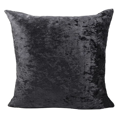 60x60cm courte housse de coussin velours peluche carré pour canapé lit noir