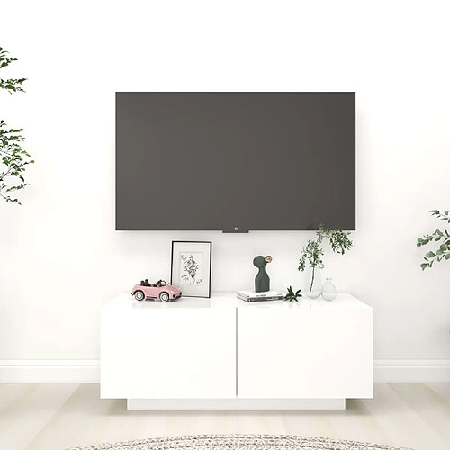 vidaXL Meuble TV Blanc 100x35x40 cm Aggloméré