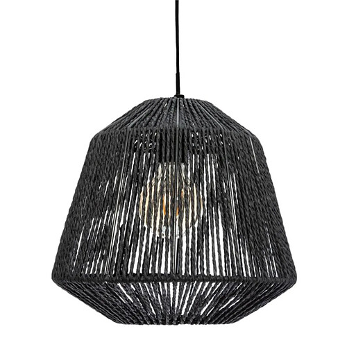 Pegane Lampe suspendue, Suspension luminaire coloris noir et métal noir - diamètre 29 x Hauteur 26,8 cm