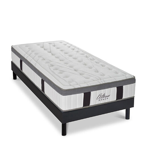 MAISON AUBERTIN Matelas Mémoire ALTESSE + sommier Noir 90x200