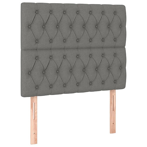 Maison Chic Lot de 2 Têtes de lit design pour chambre - Décoration de lit Gris foncé 100x7x78/88 cm Tissu -MN97998