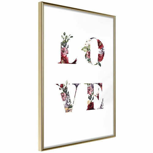 Paris Prix Affiche Murale Encadrée Floral Love 20 x 30 cm Or