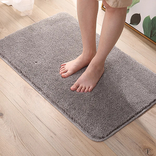 LUUCOZK Tapis de bain antidérapants, absorbants, à séchage rapide, décoration de salle de bain, gris argenté-40x60cm