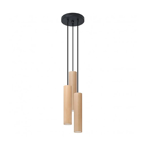 Luminaire Center Suspension Lino Cluster Bois Bois naturel 3 ampoules 100cm