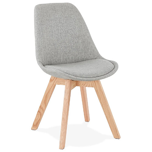 Alterego Chaise scandinave 'WILLY' en tissu gris avec pieds en bois finition naturelle