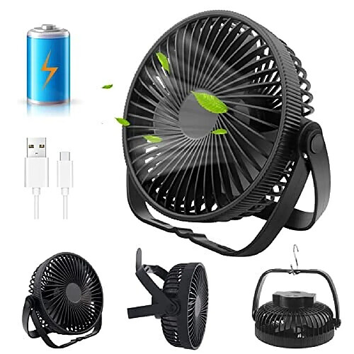 Ventilateur De Bureau Ventilateur USB Silencieux Puissant Alimenté Par Batterie 3 En 1, Ventilateur De Table Ventilateur Rechargeable De 6,5 pouces Portable 3 Vitesses 360 Réglables, Ventilateur De Bureau Petit