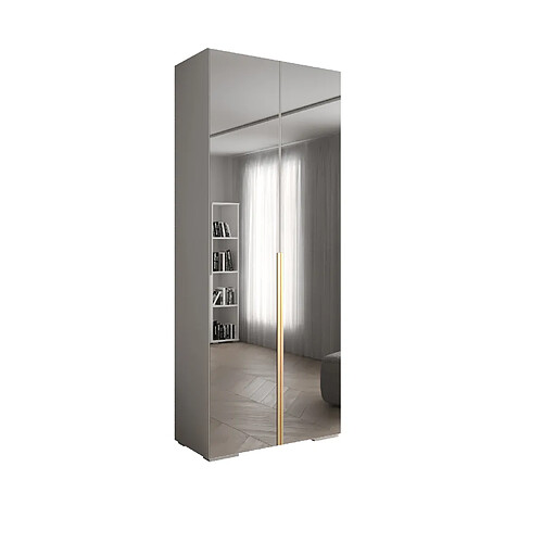 Abiks Meble Inova 1 Armoire avec miroir et portes battantes 236,7/100/47 2 Portes (bianco/d’oro)