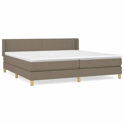 Maison Chic Lit adulte- Lit + matelas,Sommier à lattes de lit avec matelas Taupe 200x200 cm Tissu -GKD53138