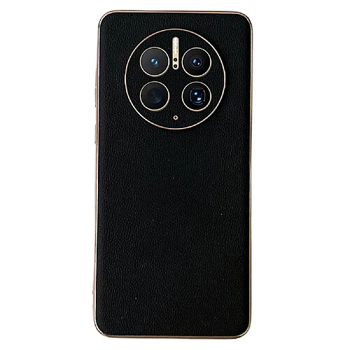 Coque en TPU + cuir véritable électroplaqué, anti-rayures pour votre Huawei Mate 50 Pro 4G - noir