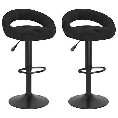 vidaXL Tabourets de bar 2 pcs Noir Velours