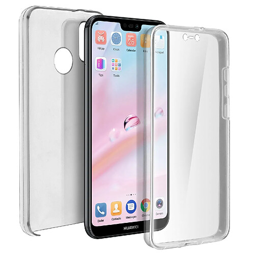 Avizar Coque Huawei P20 Lite Protection Silicone + Arrière Polycarbonate - Transparent