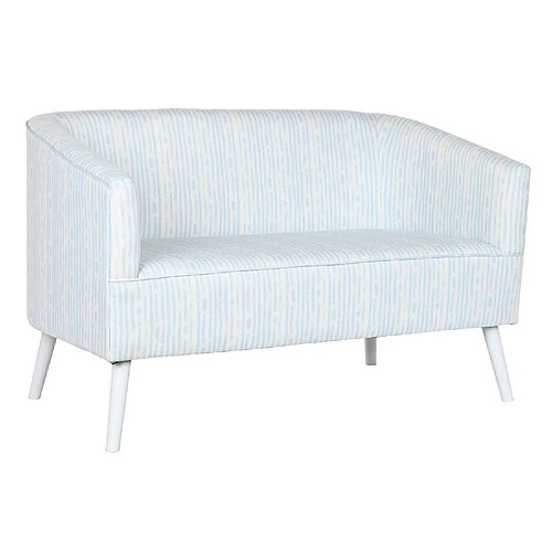 Pegane Canapé de salon en polyester bleu ciel et métal blanc - longueur 130 x profondeur 68 x hauteur 78 cm