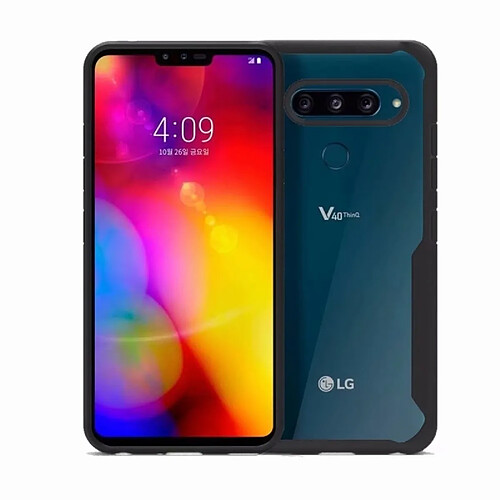 Wewoo Coque Housse de protection antichoc transparente pour PC + TPU pour LG V40 ThinQ (noire)